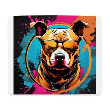 American Staffordshirte Terrier mit Sonnenbrille - Mousepad (Querformat) - Weiß - Vorne