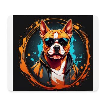 American Staffordshirte Terrier mit Sonnenbrille - Mousepad (Querformat) - Weiß - Vorne