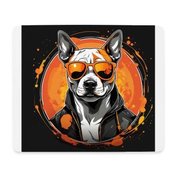 American Staffordshirte Terrier mit Sonnenbrille - Mousepad (Querformat) - Weiß - Vorne