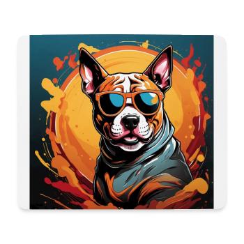 American Staffordshirte Terrier mit Sonnenbrille - Mousepad (Querformat) - Weiß - Vorne