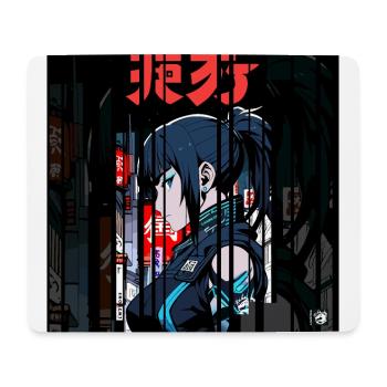 Ver.2 - Cyborg Japan bleu kanji - Tapis de souris (format paysage) - blanc - Devant