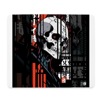 Ver.2 - Cyborg skull red black kanji - Mouse Pad (horizontal) - white - Front