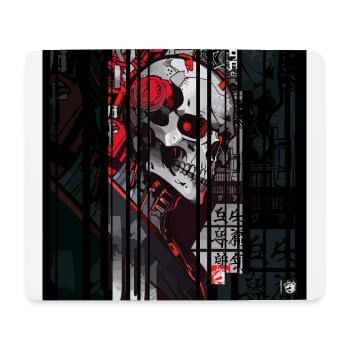 Ver.2 - Cyborg skull kanji - Mouse Pad (horizontal) - white - Front