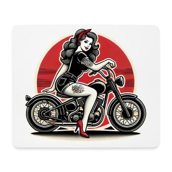 PinUp Girl auf Motorrad Design - Mousepad (Querformat) - Weiß - Vorne