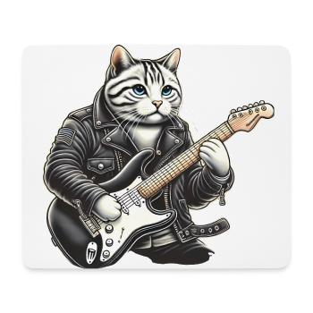 Chat jouant de la guitare - Tapis de souris (format paysage) - blanc - Devant