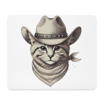 Cowboy Katze Illustration Design - Mousepad (Querformat) - Weiß - Vorne