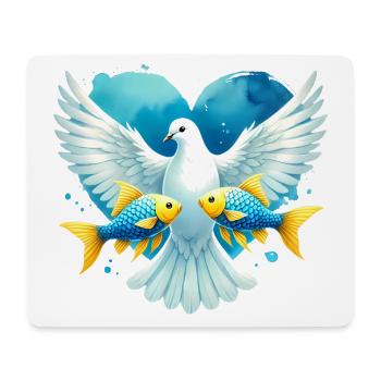 Colombe de la paix avec poisson cœur bleu - Tapis de souris (format paysage) - blanc - Devant