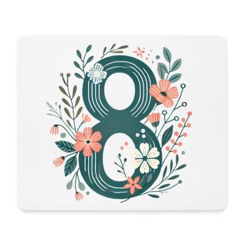 Blumen Zahl 8 Design - Mousepad (Querformat) - Weiß - Vorne
