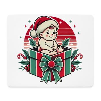 Weihnachtsmänner Kleine Überraschung Retro Design - Mousepad (Querformat) - Weiß - Vorne