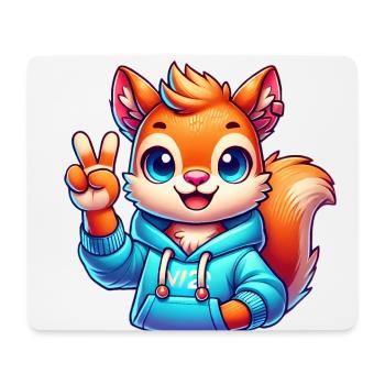 Peaceful Cartoon Squirrel in Hoodie - Mouse Pad (horizontal) - white - Front