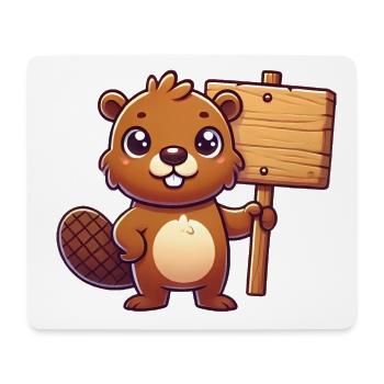 Entzückender Biber mit leerem Schild-Design - Mousepad (Querformat) - Weiß - Vorne