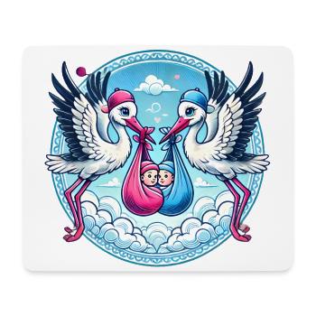 Rosa oder Blauer Storch Baby Bundle Design - Mousepad (Querformat) - Weiß - Vorne