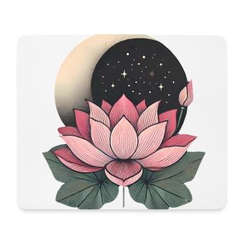 Elegante Lotusblume mit Mond-Design - Mousepad (Querformat) - Weiß - Vorne