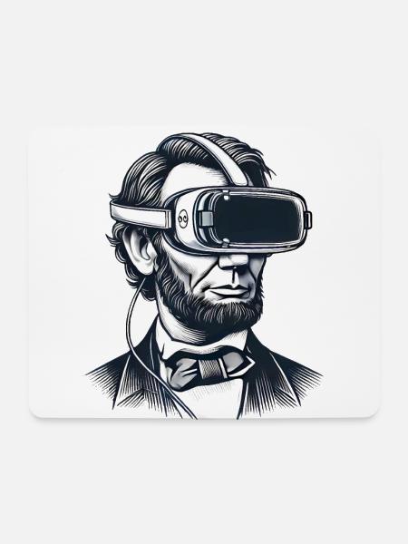 Lincoln im VR-Headset Retro-Design - Mousepad (Querformat) - Weiß