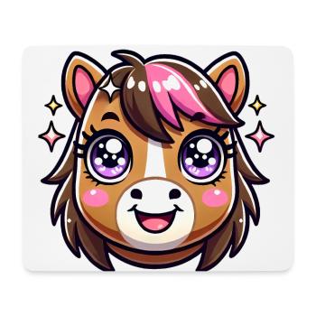 Adorable conception de visage de cheval kawaii - Tapis de souris (format paysage) - blanc - Devant