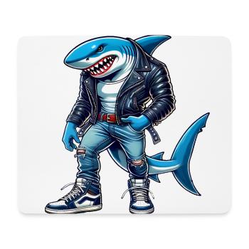 Cool Shark in Leather Jacket Design - Mouse Pad (horizontal) - white - Front