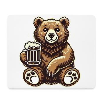 Funny BeerLoving Bear Cartoon Design - Mouse Pad (horizontal) - white - Front