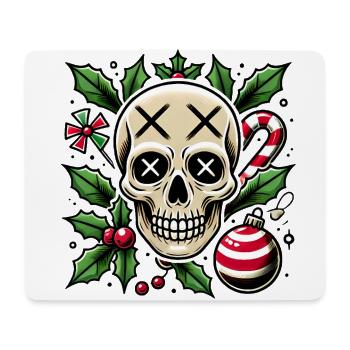 Festlicher Totenschädel mit weihnachtlichen Elementen - Mousepad (Querformat) - Weiß - Vorne