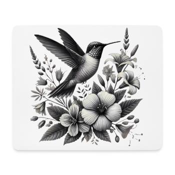 Kolibri mit eleganten Blumen - Mousepad (Querformat) - Weiß - Vorne