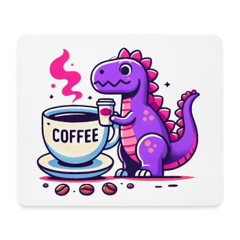 Purple Dino dégustant un café - Tapis de souris (format paysage) - blanc - Devant