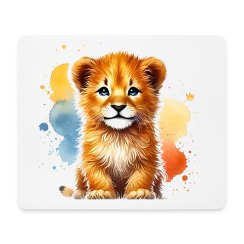 Adorable Watercolor Lion Cub Art - Mouse Pad (horizontal) - white - Front