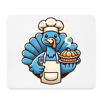 Chef Turkey Serving Pumpkin Pie - Mouse Pad (horizontal) - white - Front