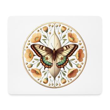 Herbstlicher Schmetterling mit floralen Akzenten - Mousepad (Querformat) - Weiß - Vorne