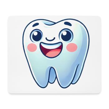 Conception de dessin animé de dent souriante - Tapis de souris (format paysage) - blanc - Devant