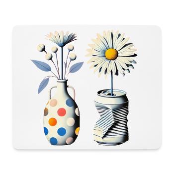 Marguerites vintage dans des vases originaux - Tapis de souris (format paysage) - blanc - Devant