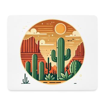 Desert Sunset with Cacti Landscape - Mouse Pad (horizontal) - white - Front