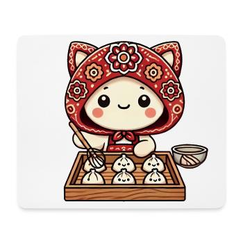 Entzückender Katzenkoch mit roter Kapuze - Mousepad (Querformat) - Weiß - Vorne