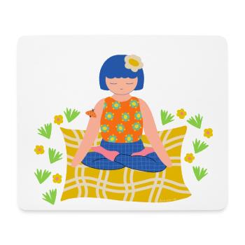 Fille méditant dans la nature - Tapis de souris (format paysage) - blanc - Devant