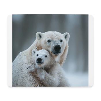 Eisbärmutter mit Kind - Mousepad (Querformat) - Weiß - Vorne