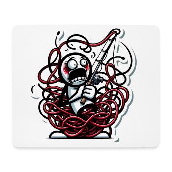 Lustige verwickelte Angelschnur Karikatur - Mousepad (Querformat) - Weiß - Vorne
