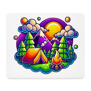 Funny Camping Mountains Tent Scene - Mouse Pad (horizontal) - white - Front
