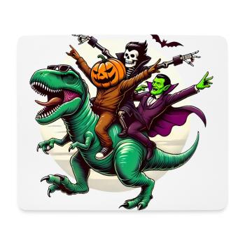 Gruseliges Trio Reiten TRex Halloween Spaß - Mousepad (Querformat) - Weiß - Vorne