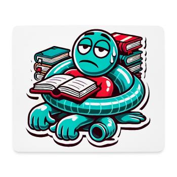 Erschöpfter Buchliebhaber Cartoon Design - Mousepad (Querformat) - Weiß - Vorne
