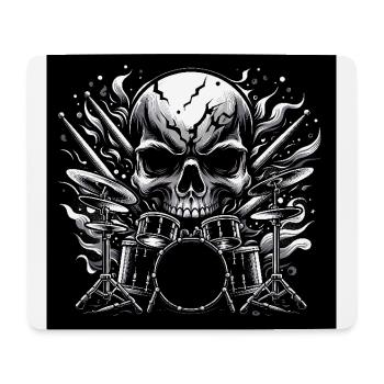 Drumset and Skull Loud Rock Vibes - Mouse Pad (horizontal) - white - Front