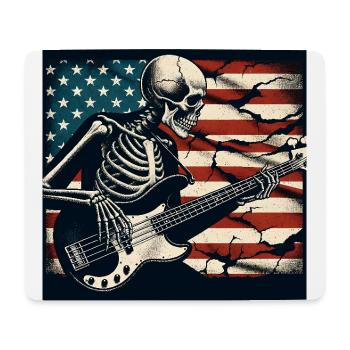 Skelett Skull mit Bassgitarre und US Flagge - Mousepad (Querformat) - Weiß - Vorne
