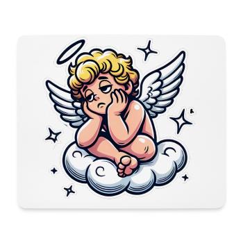 Funny Cherub on Cloud Pop Art Design - Mouse Pad (horizontal) - white - Front