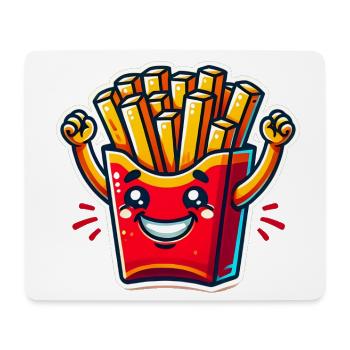 Happy Fries Cartoon Aufkleber - Mousepad (Querformat) - Weiß - Vorne