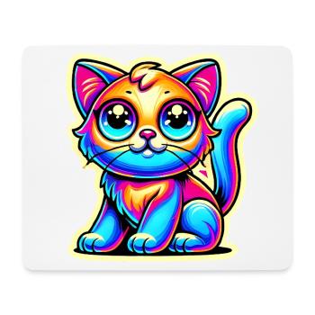 Neon Glow Crazy Cat Design - Mouse Pad (horizontal) - white - Front