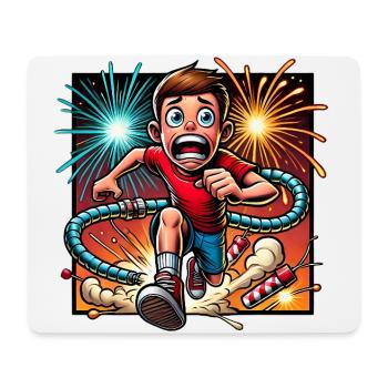 Lustiges Feuerwerk Flucht Cartoon Design - Mousepad (Querformat) - Weiß - Vorne