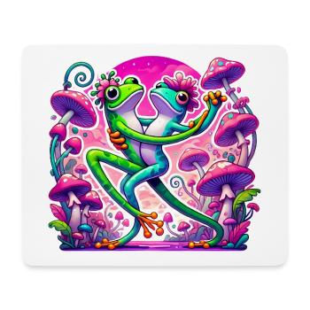 Frösche, die unter Pilzen tanzen - Mousepad (Querformat) - Weiß - Vorne