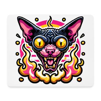 Fierce Sphynx Katze Valentinstag Flammen - Mousepad (Querformat) - Weiß - Vorne