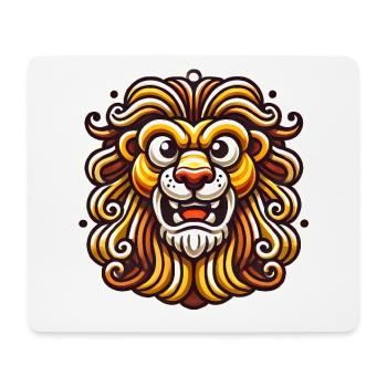 Fierce Lion Cartoon Sticker Design - Mouse Pad (horizontal) - white - Front