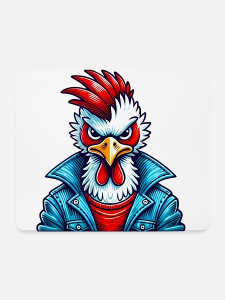 Stylische Vogel in Jeansjacke - Mousepad (Querformat) - Weiß