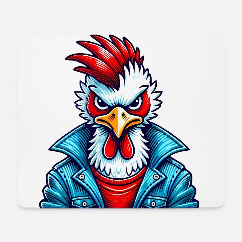 Stylische Vogel in Jeansjacke - Mousepad (Querformat) - Weiß