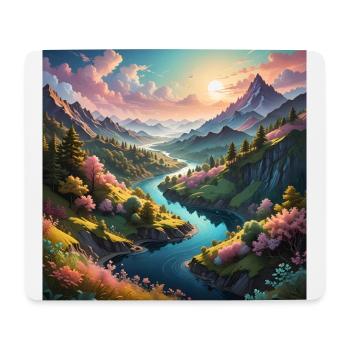 Tal mit Fluß - Mousepad (Querformat) - Weiß - Vorne