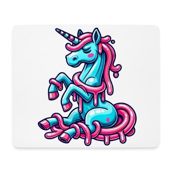 Skurriles tropfendes Einhorn Cartoon-Design - Mousepad (Querformat) - Weiß - Vorne
